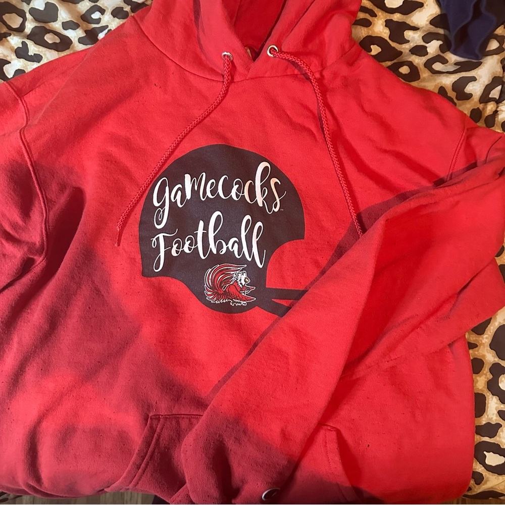 Red gamecock football pullover hoodie Warm for fall winter good condition/used